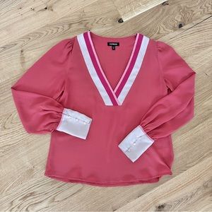 Express Pink V-Neck Blouse